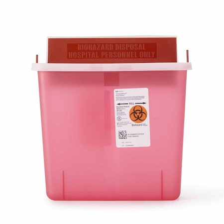 In-Room Sharps Container Translucent Red Base 11 Hx10-3/4 Wx4-3/4 D In. Horizontal Entry 1.25 Gallon, 20PK 85131